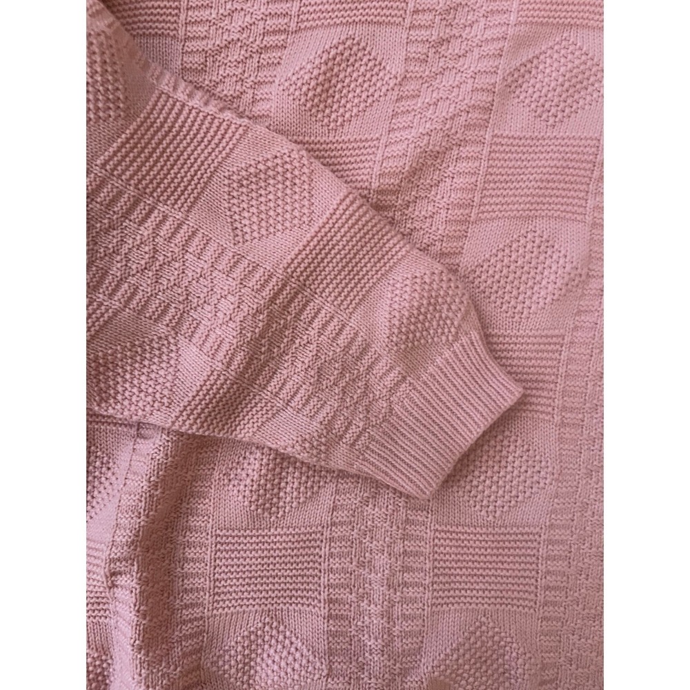 Vintage Cottage Women's Pink Textured Knit Sweater Acrylic Crewneck - Size M - Picture 6 of 6